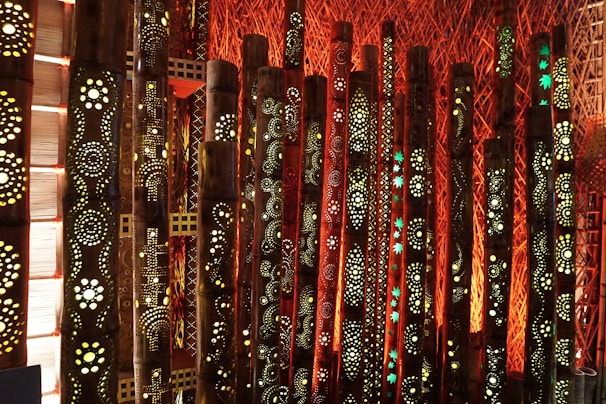 A collection of home poles arranged in a stylish setting.
