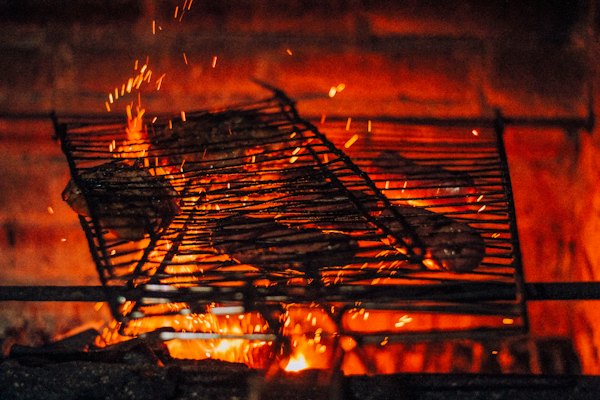 La parrilla al fuego