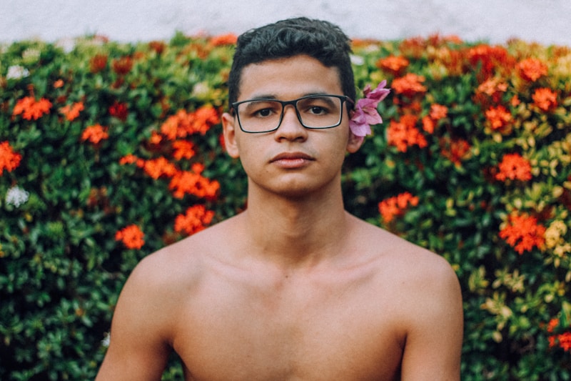 Topless glasses stylish gay man