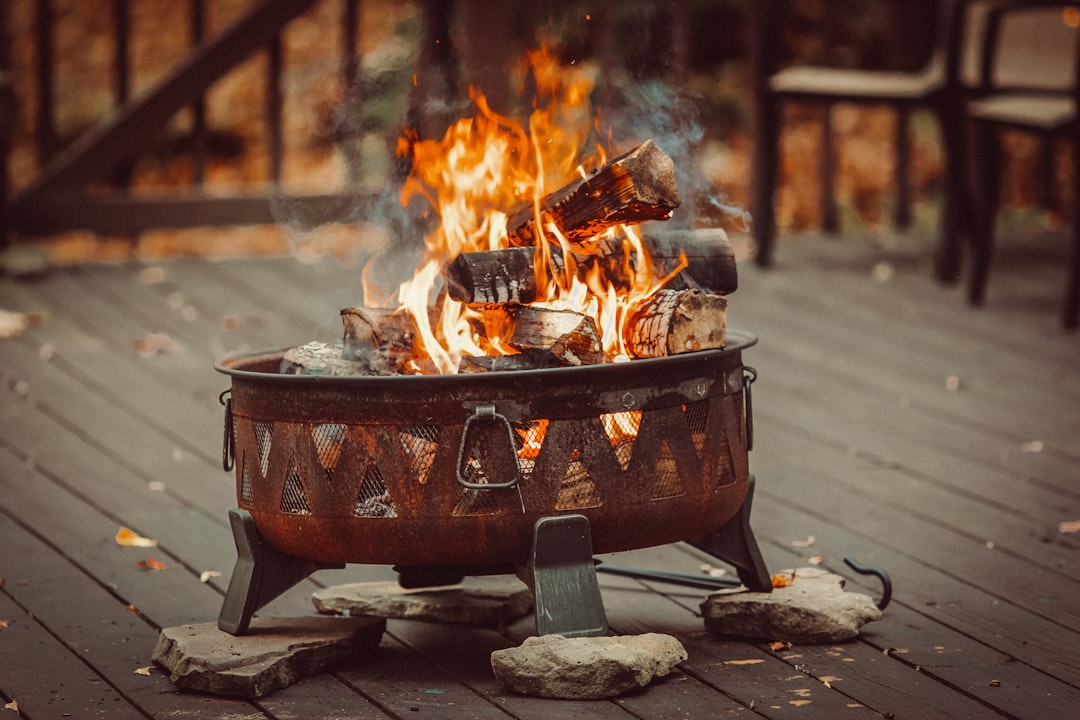 burning wood on fire pit