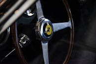 black and silver steering wheel