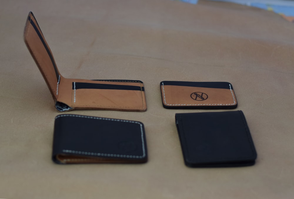 black and brown leather flip case