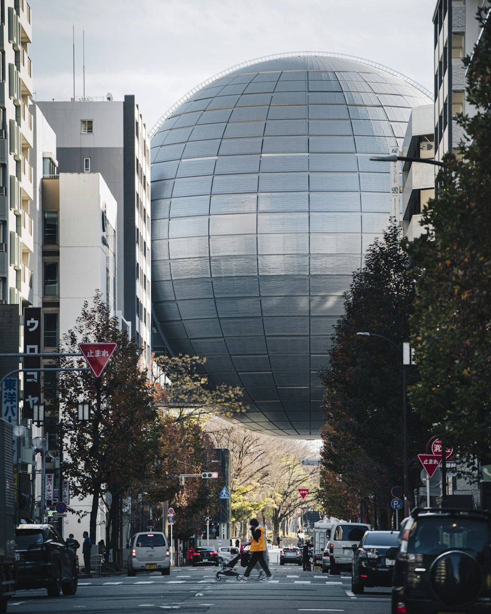 Grüner Baum in der Nähe des Glasgebäudes tagsüber