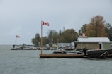Marina near Dunnville showing boats docked under a bright blue sky