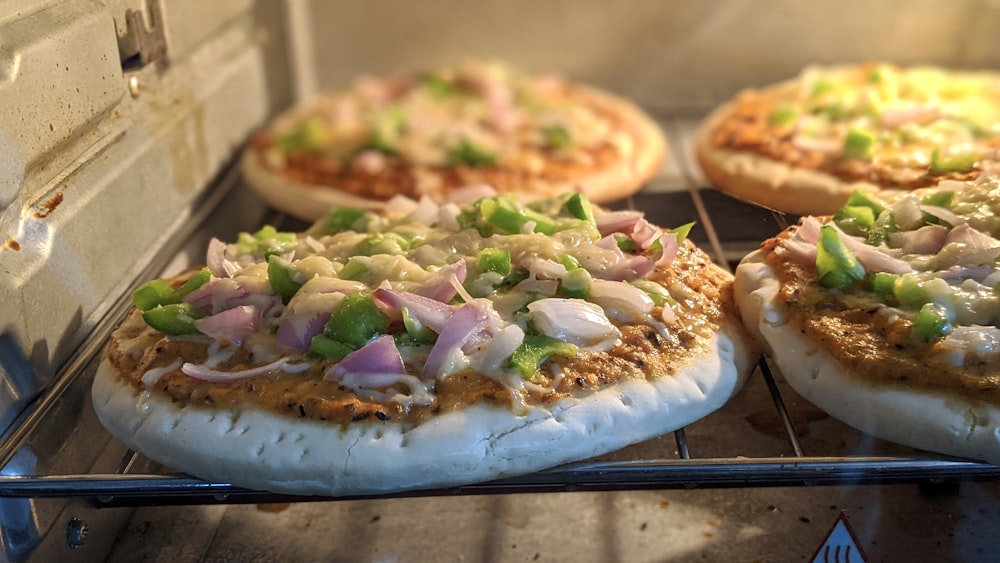 pizza with green and red vegetable