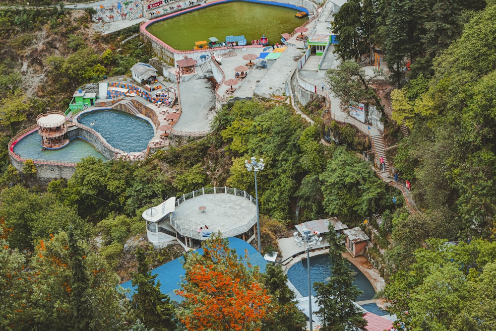 aerial view of trees and buildings during daytime