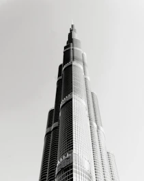 grayscale photo of high rise building
