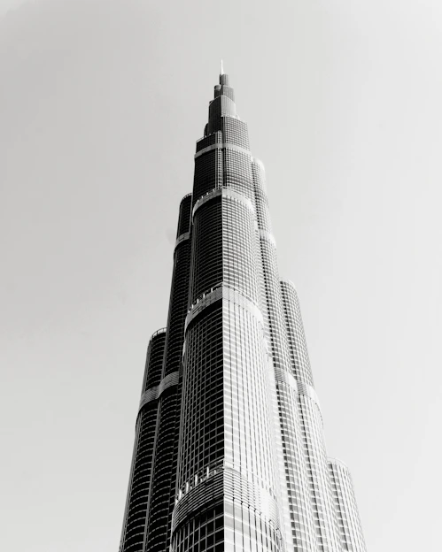 grayscale photo of high rise building