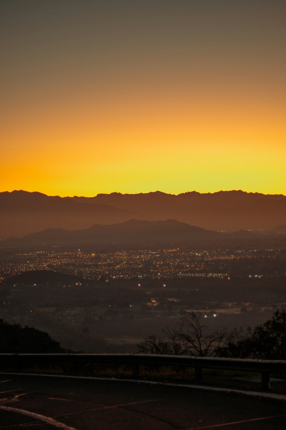 aerial view of city during sunset