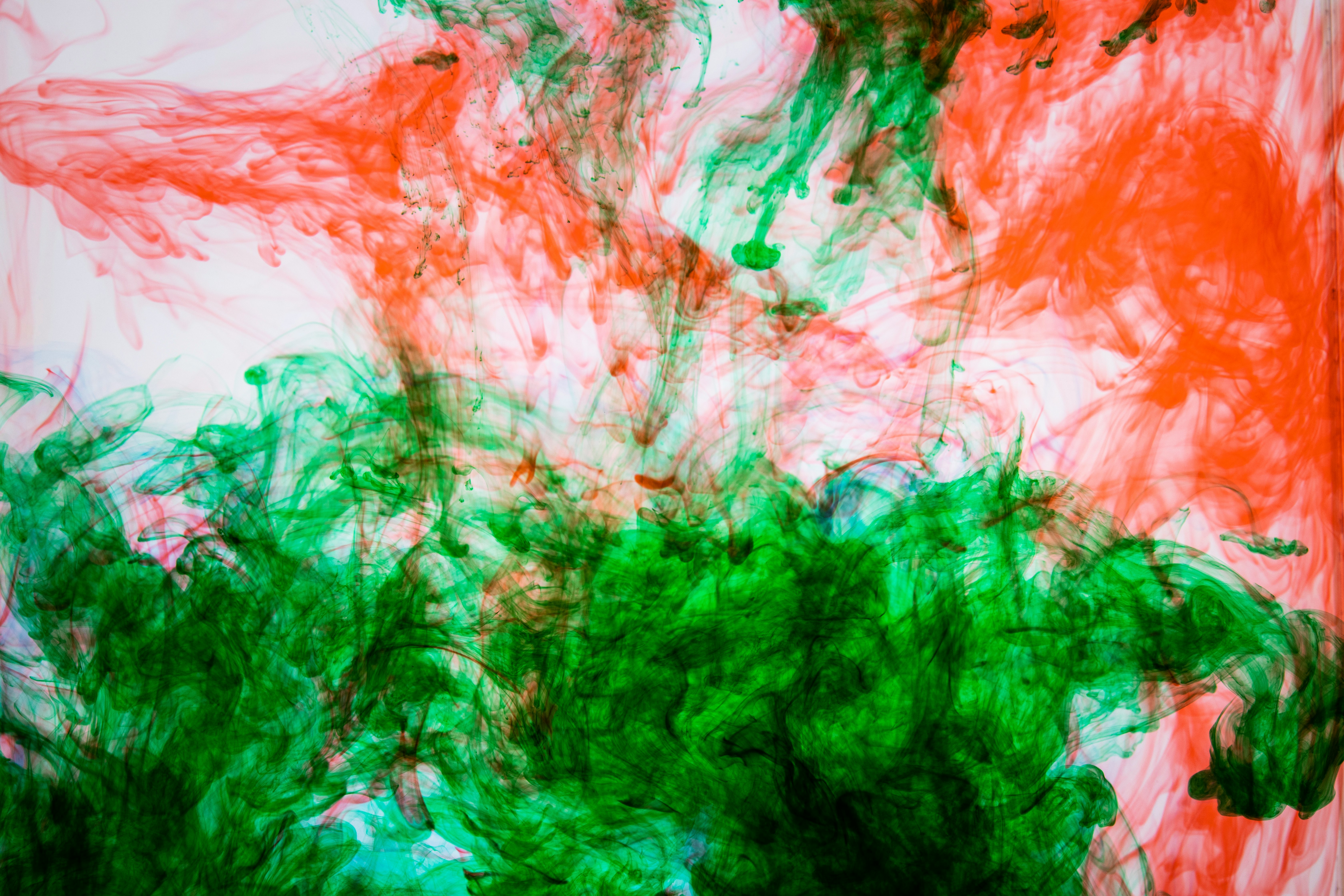 green and orange abstract painting