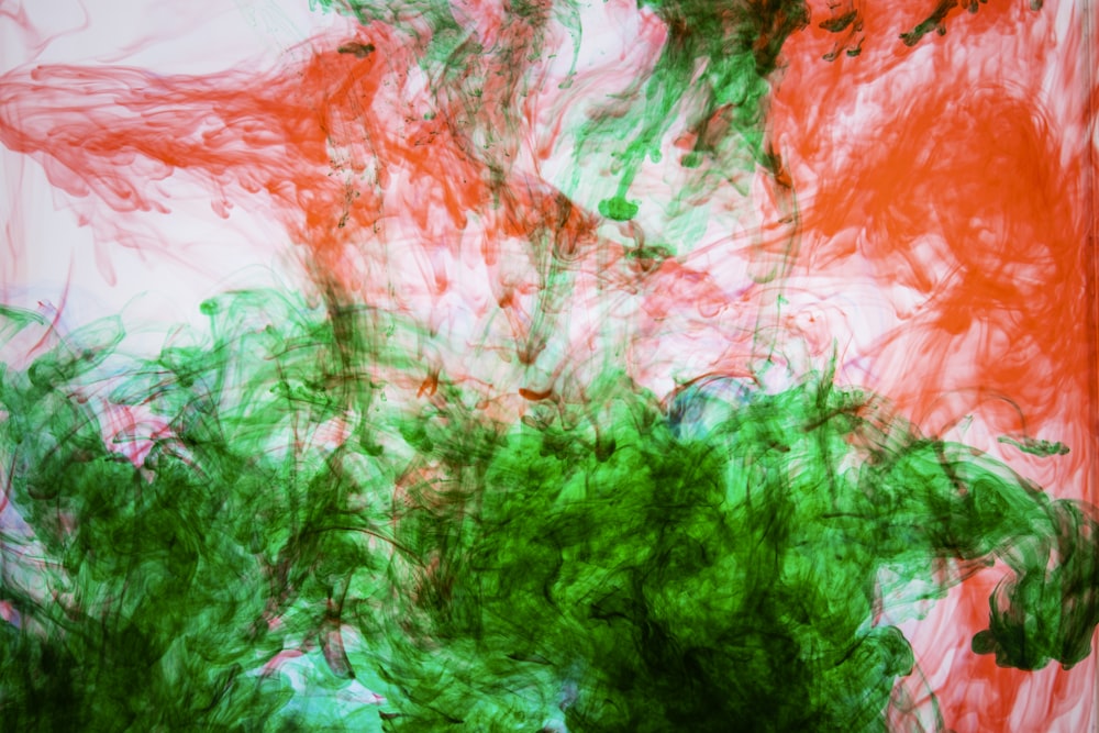 green and orange abstract painting