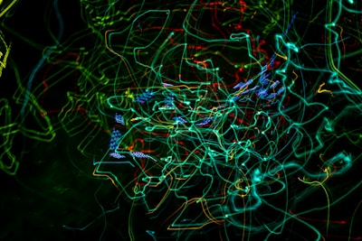 green and blue light streaks