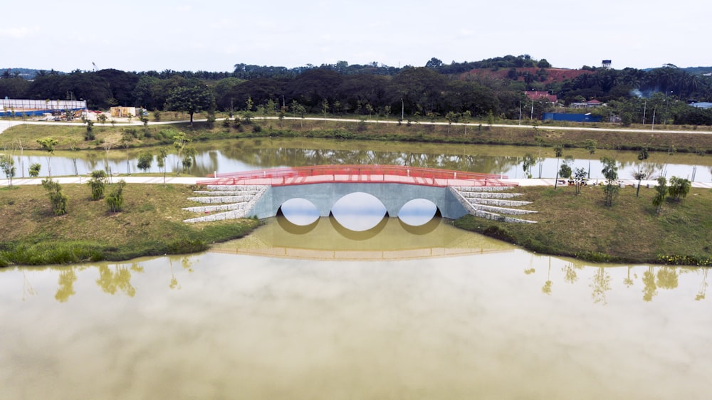 white concrete bridge over river