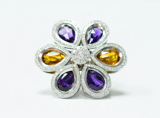 silver and purple star accessory