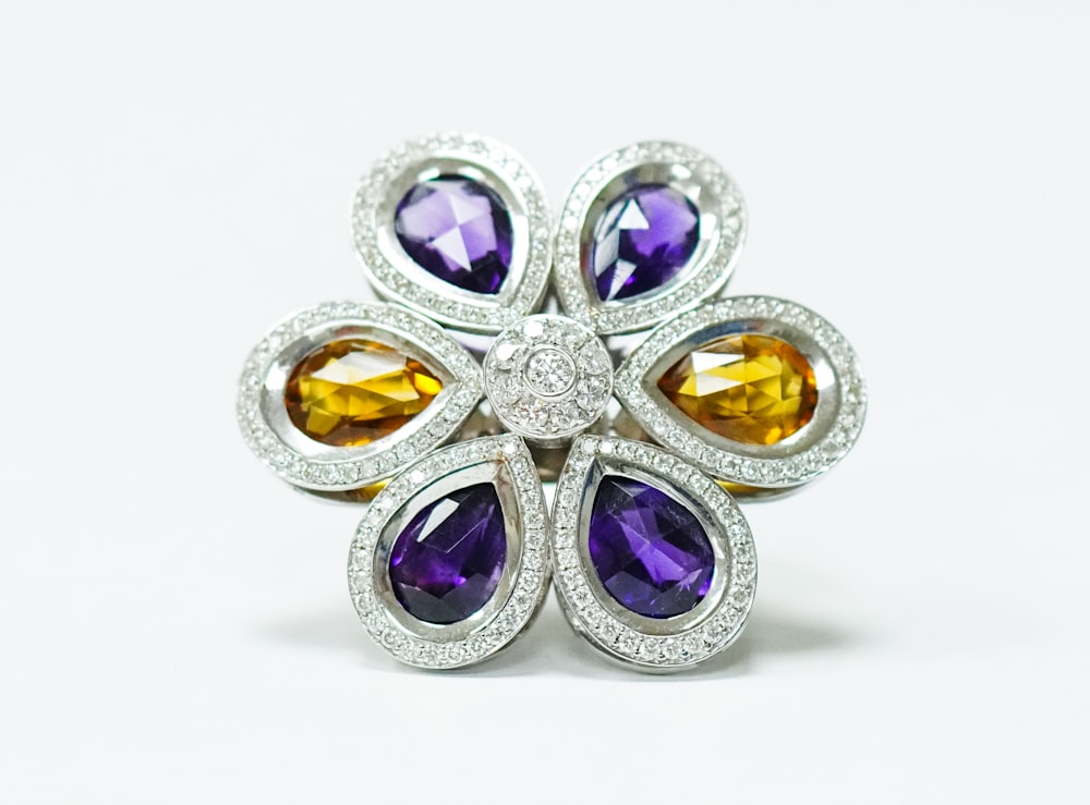 silver and purple star accessory