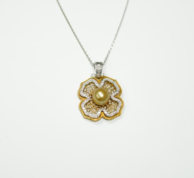 gold and silver heart pendant necklace