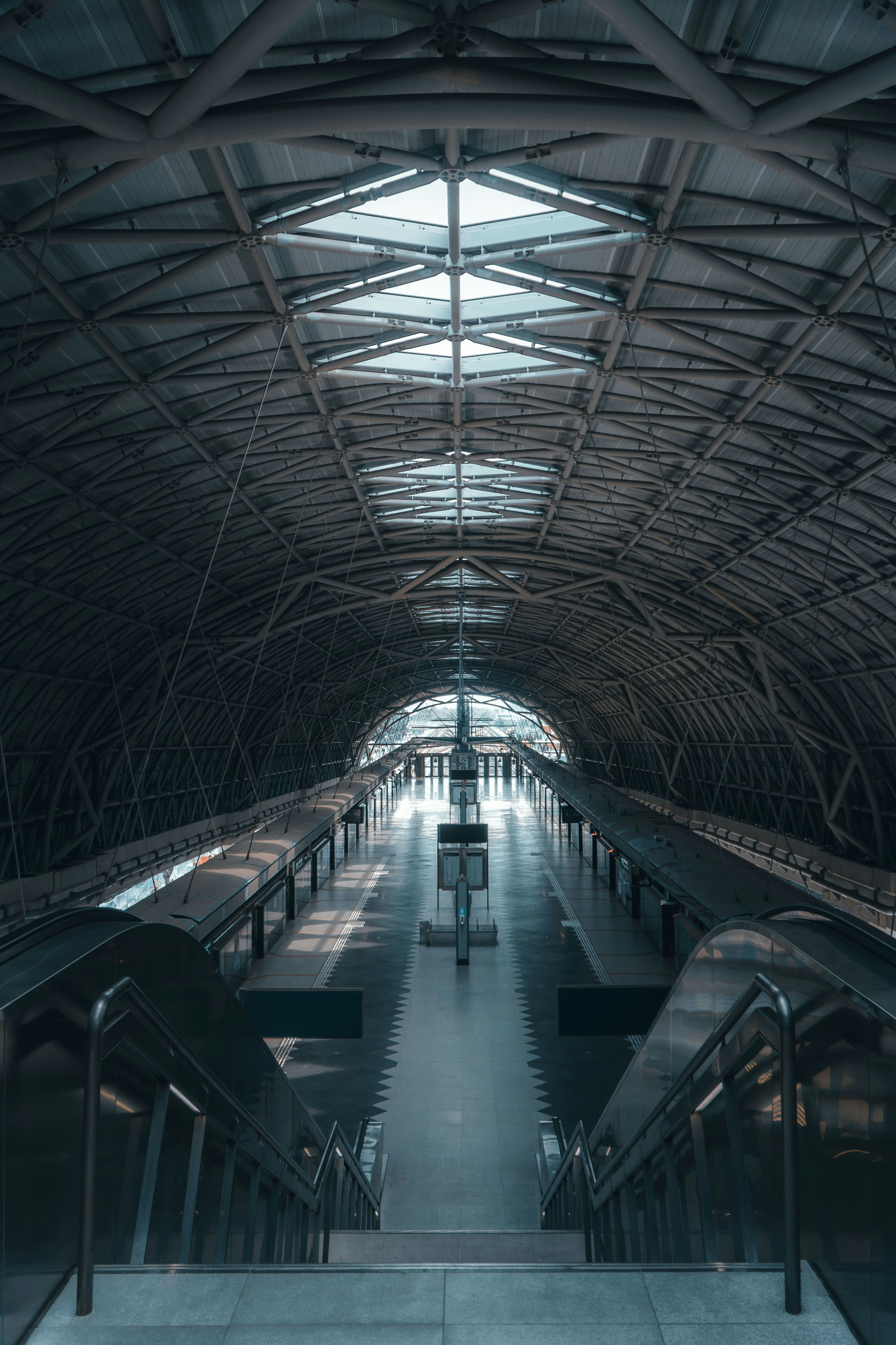 white and black train station