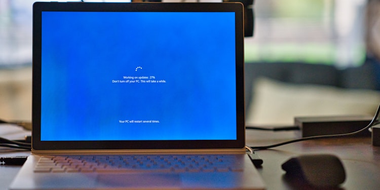 A Microsoft Surface book updating it's operating system software.