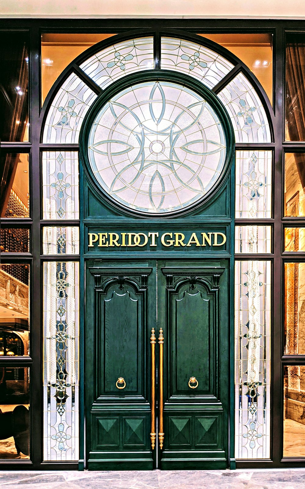 blue wooden door with white round analog clock