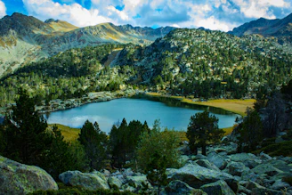 green trees near lake under blue sky during daytime Andorra