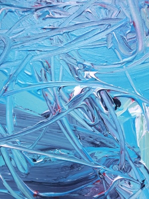 A vibrant blue abstract painting representing security.