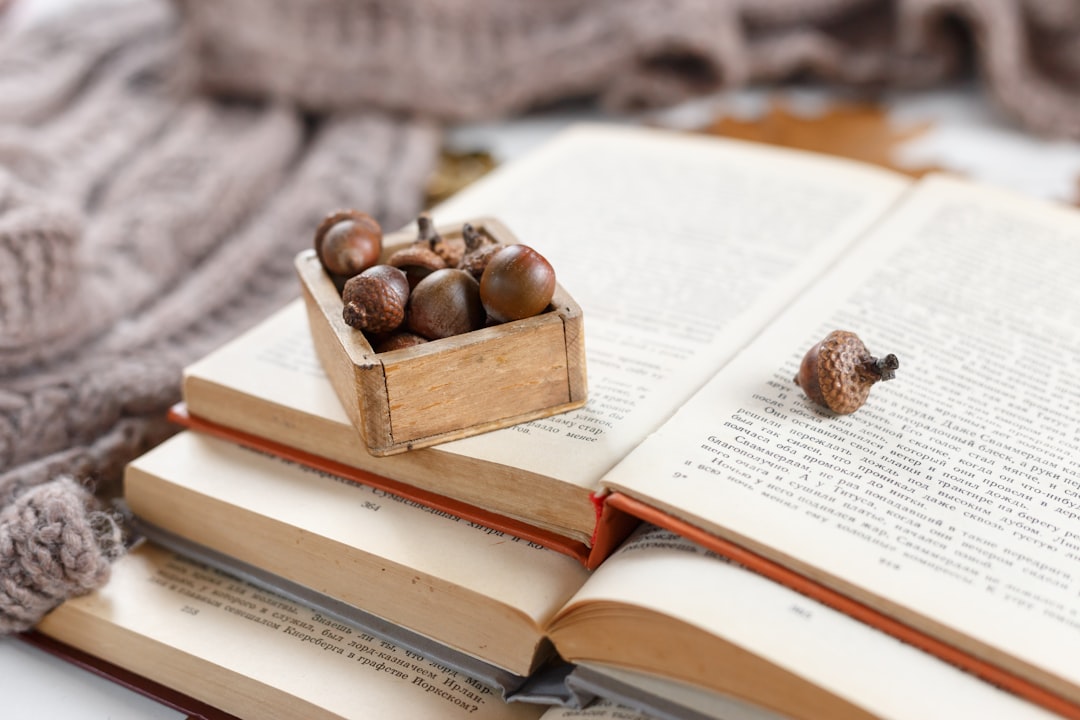 brown coffee beans on book page