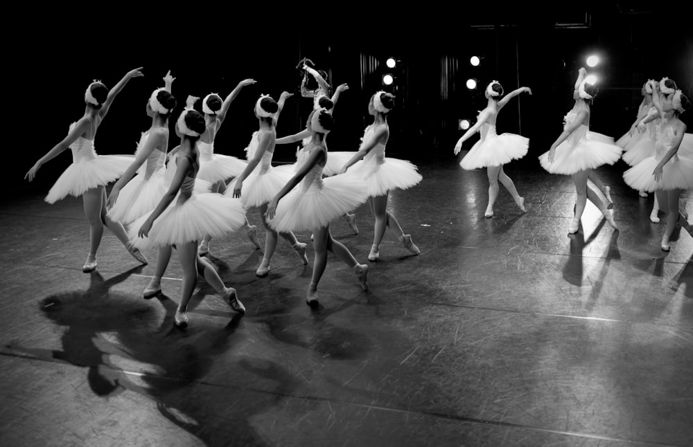 grayscale photo of flock of birds