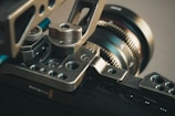 A close-up of a camera rig in action.