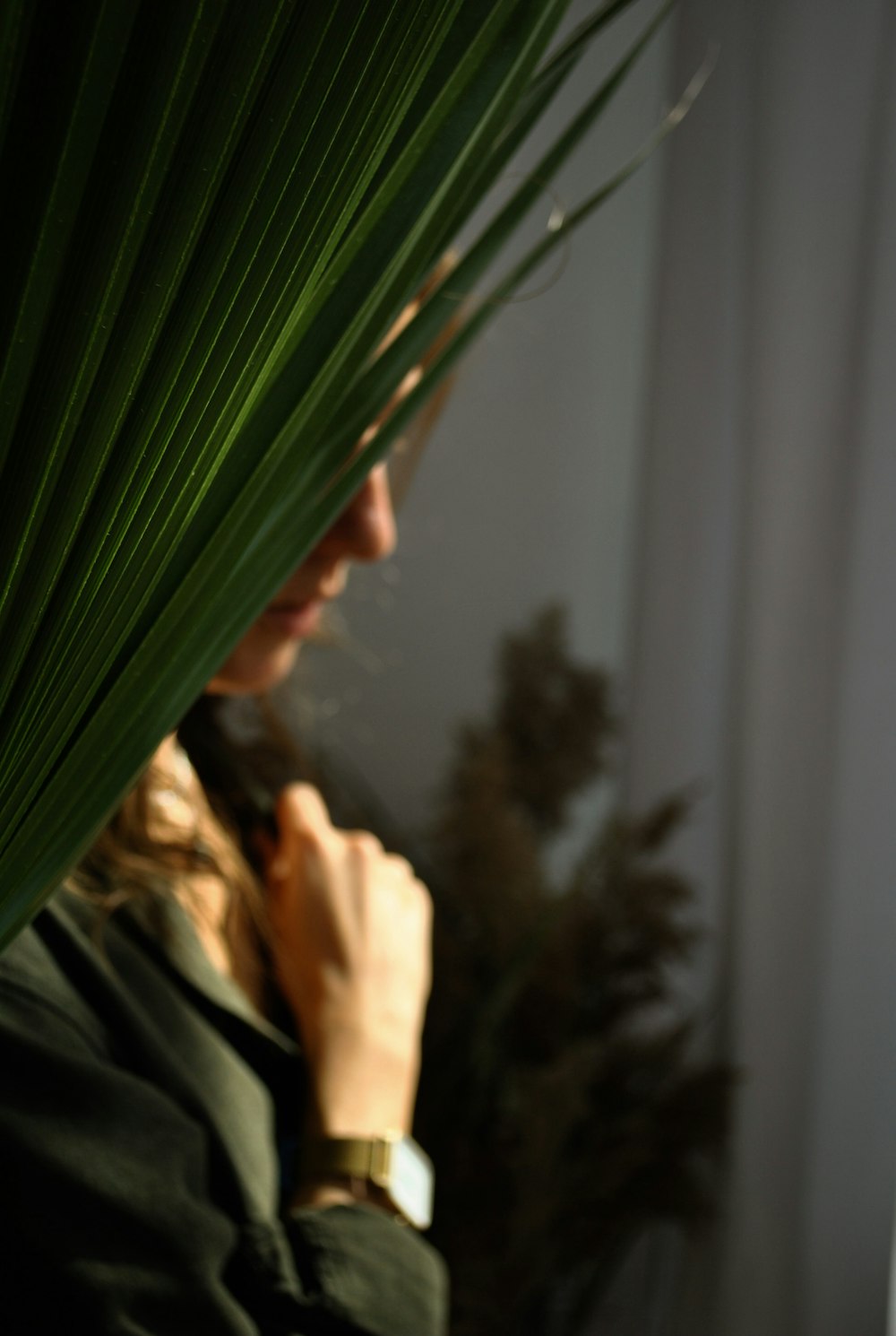 person holding green leaf plant