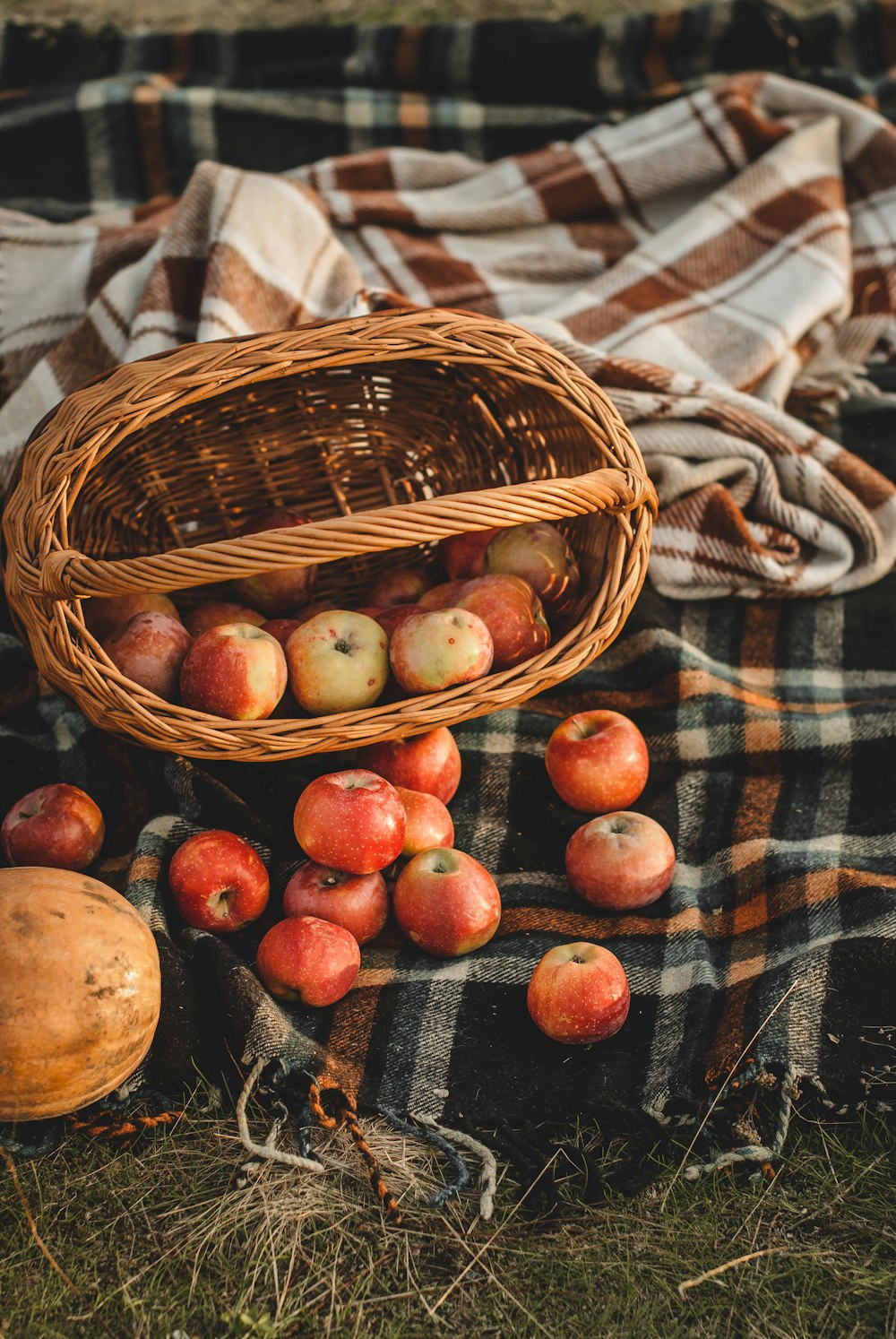 red apples on brown woven basket