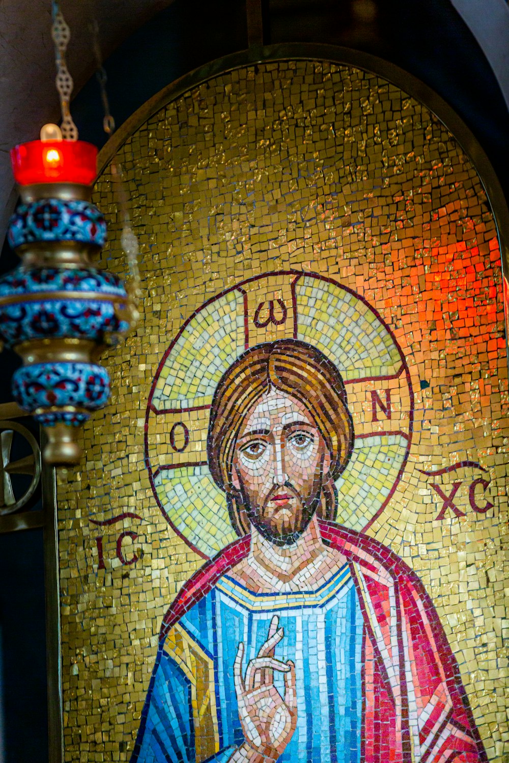 Un pannello di Gesù Cristo dall'iconostasi (portatore di icona) della Santissima Trinità
