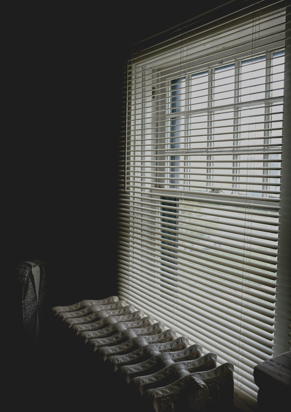 white window blinds on window