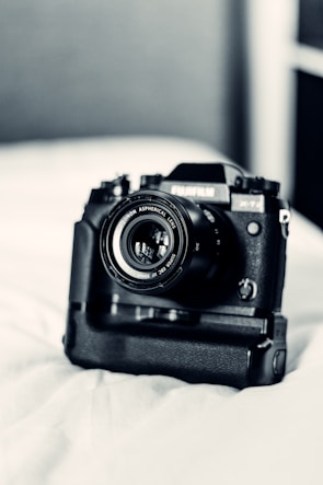 Close-up of a high-resolution camera capturing product photography.