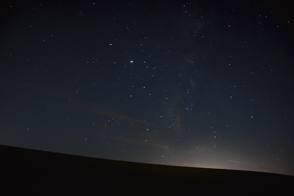 black and white starry night sky