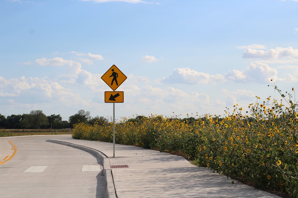 yellow and black road sign