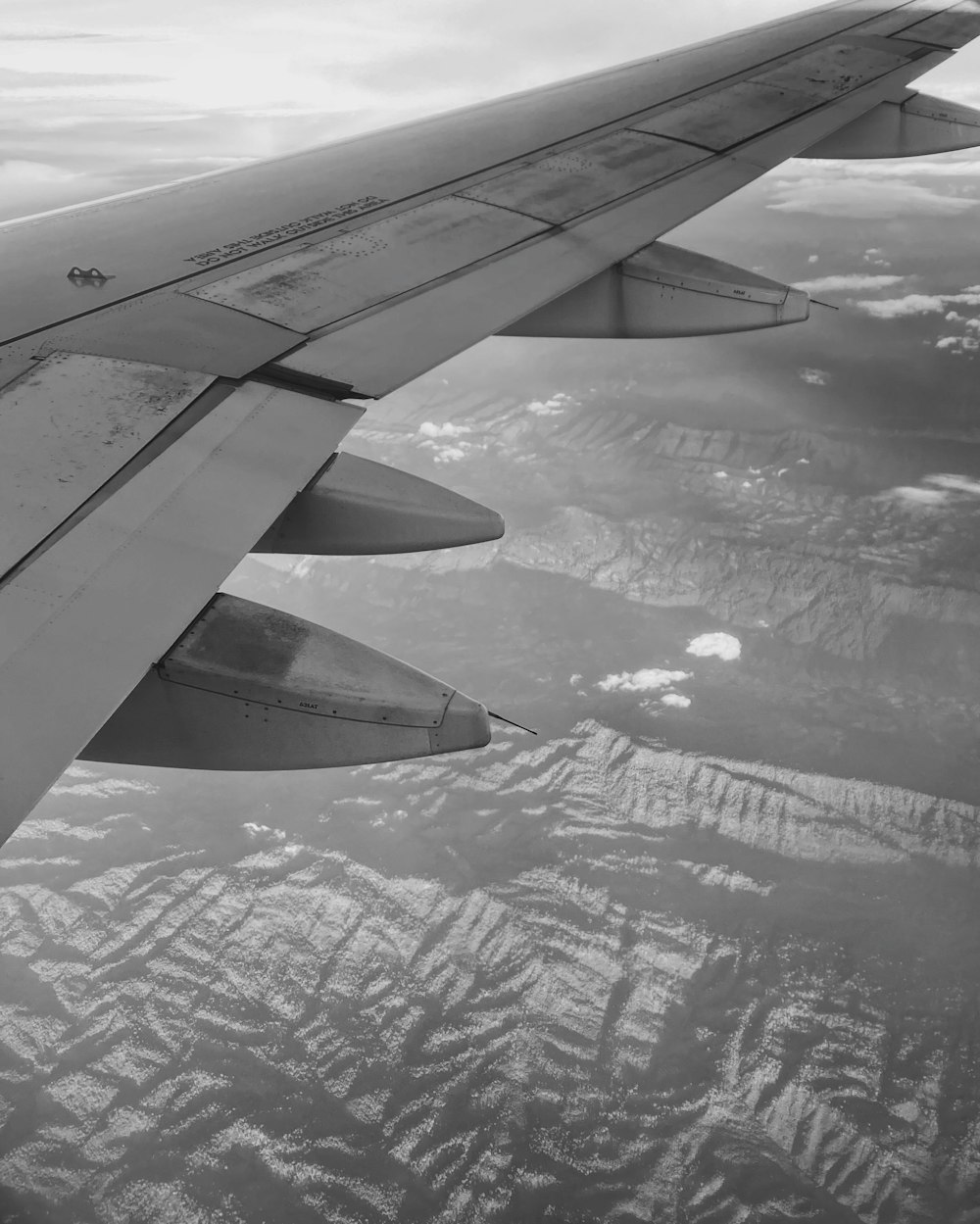 white and blue airplane wing