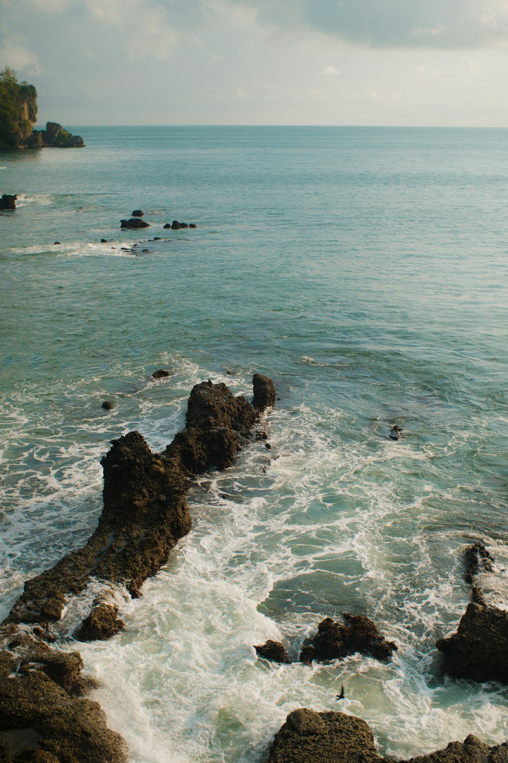 Formation rocheuse brune sur la mer pendant la journée