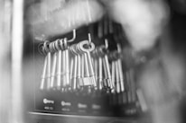 grayscale photo of audio mixer