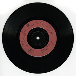 vinyl record on white table