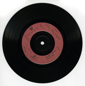 vinyl record on white table