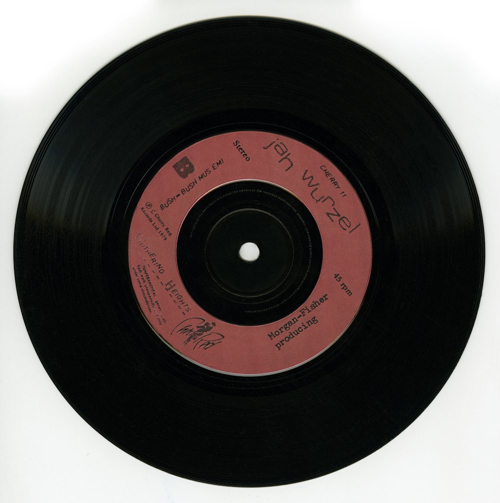 vinyl record on white table