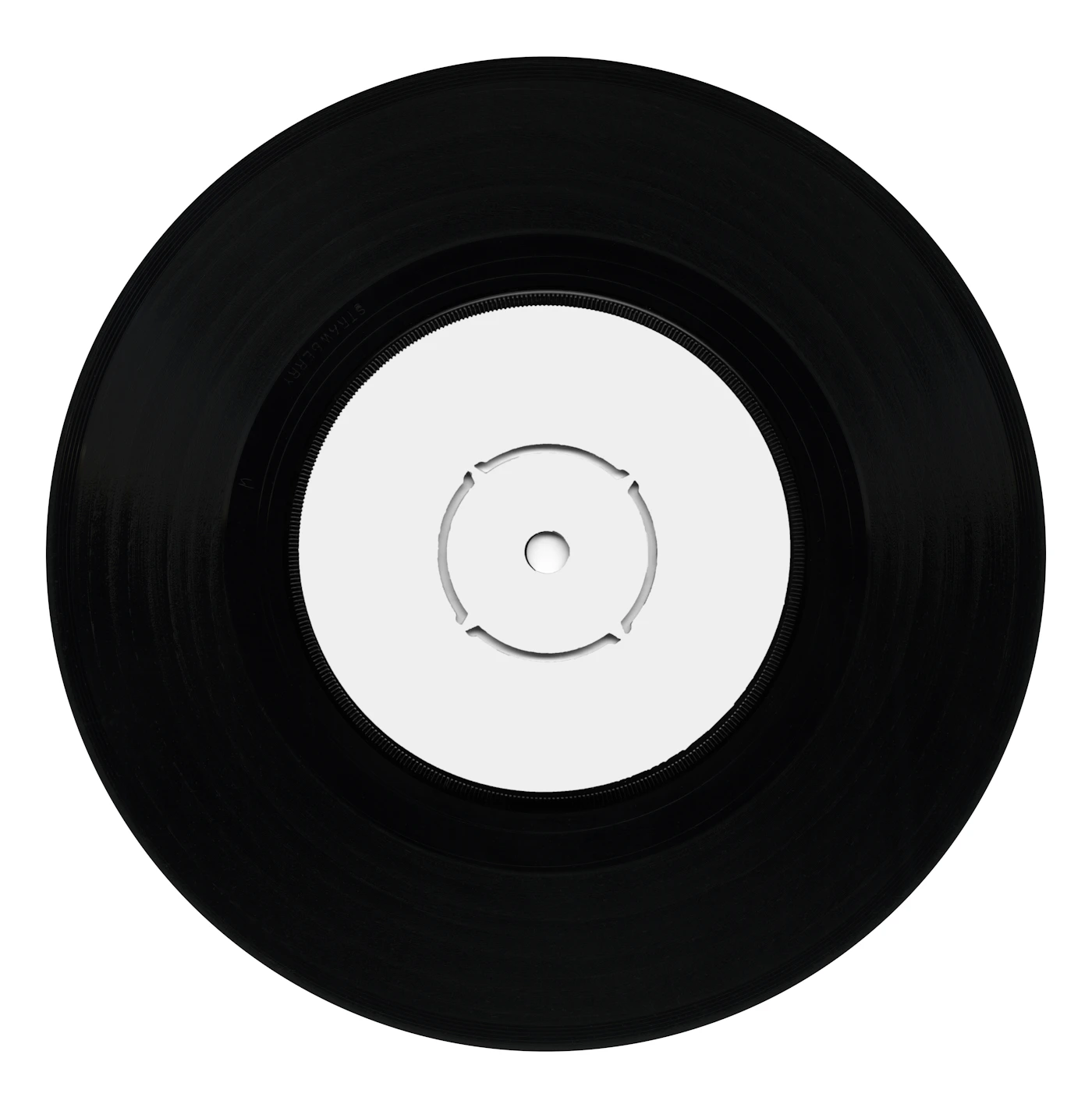 A close view of a black vinyl record