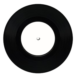 black vinyl record on white background