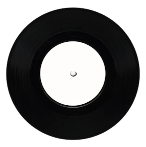 black vinyl record on white background