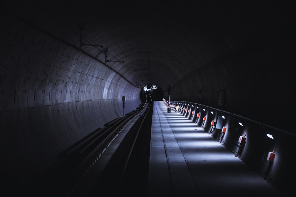 people walking on tunnel during nighttime