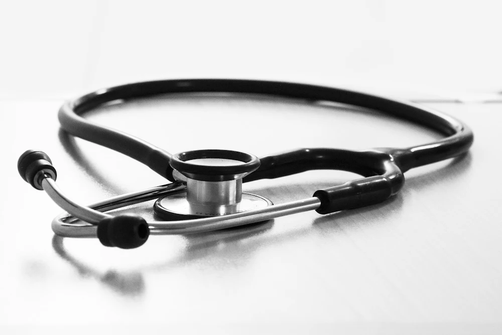 Stethoscope on a white surface