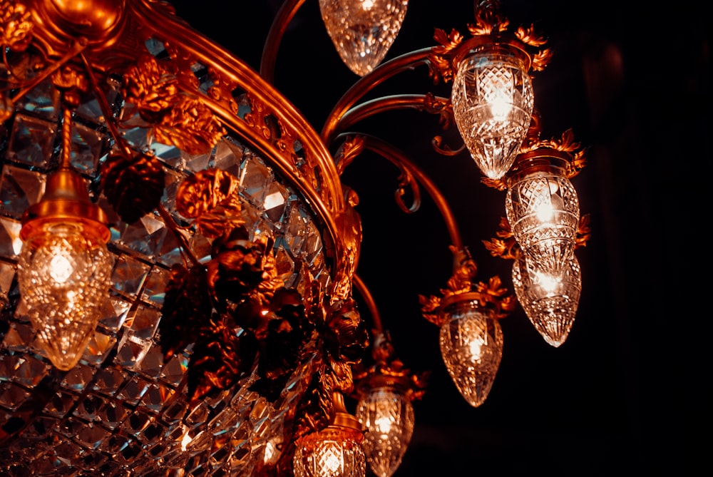 gold and silver chandelier in a room