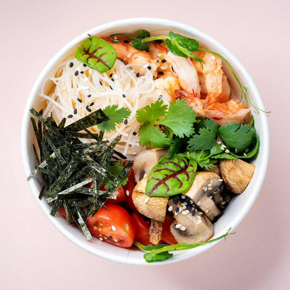 vegetable salad in white ceramic bowl