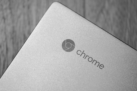 A sleek laptop screen showing the Chrome OS desktop with vibrant icons and a clean interface.