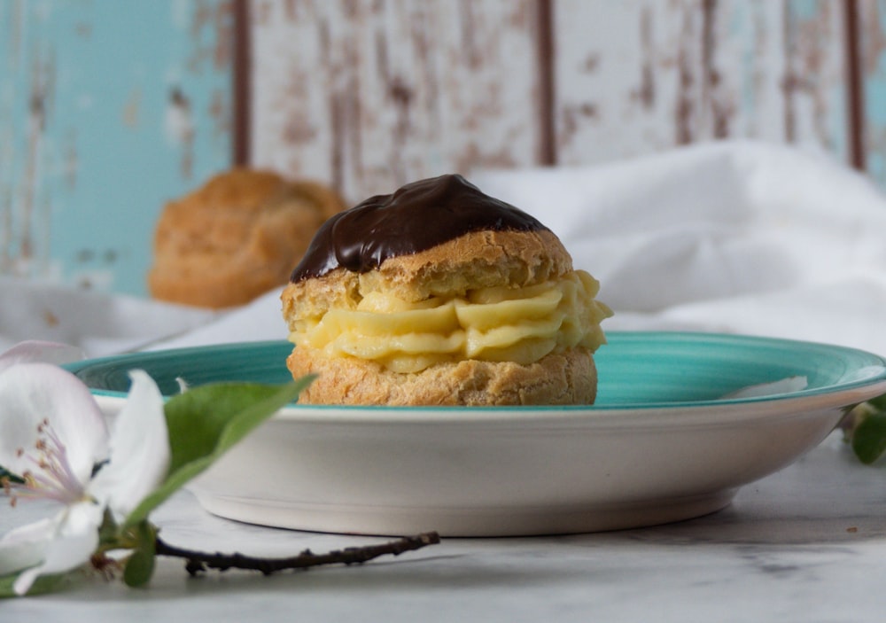 brown and white pastry on white ceramic plate